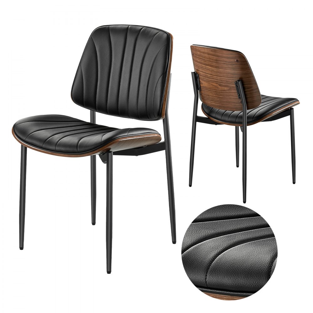 VEVOR Retro-Esszimmerstuhl (2 Stk.) eleganter gepolsterter Leder-Beistellstuhl (158,76 kg belastbar)