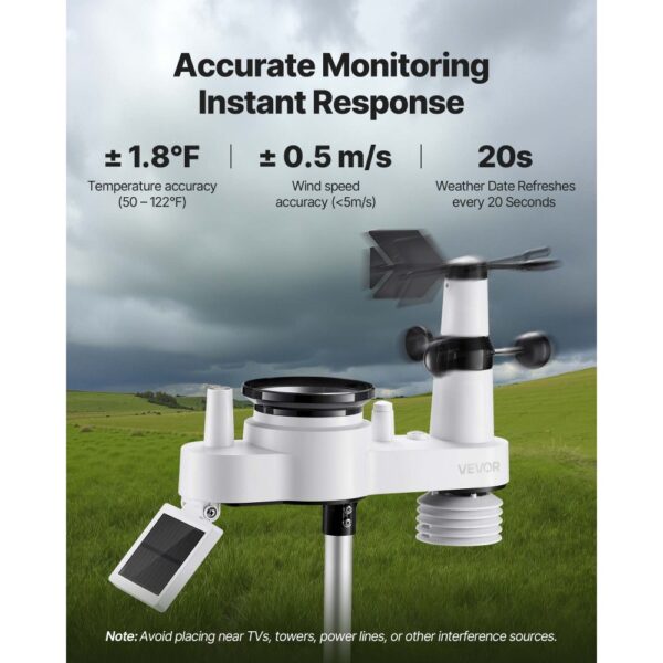 VEVOR 7-in-1-Wetterstation Funk, 7,5-Zoll-Display, solarbetriebener Außensensor – Bild 3