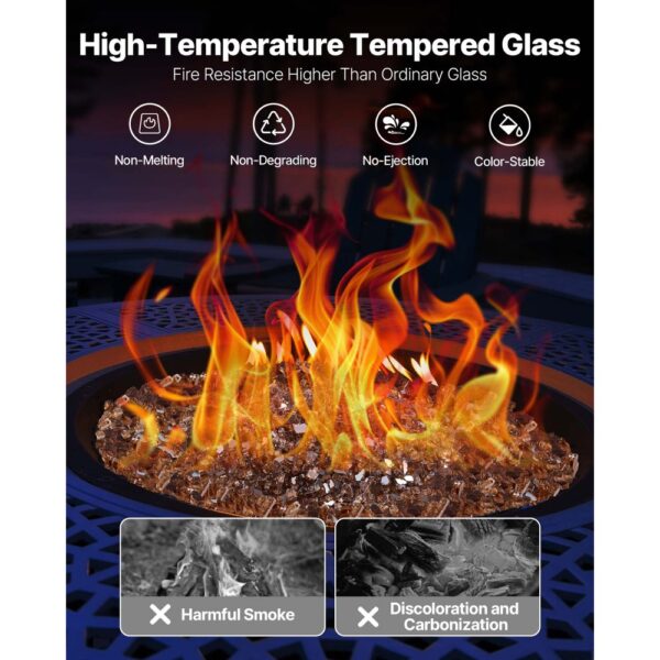 VEVOR Feuerglas, 4,5 kg hochtemperaturbeständige Glassteine, 6,35 mm reflektierende Feuerstellen-Glasperlen – Bild 3