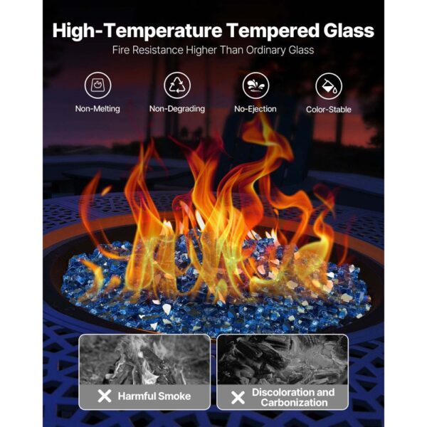 VEVOR Feuerglas, 4,5 kg hochtemperaturbeständige Glassteine, 12,7 mm reflektierende Feuerstellen-Glasperlen – Bild 3