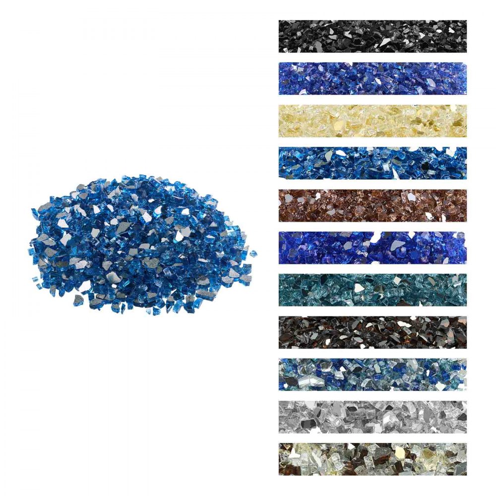 VEVOR Feuerglas, 4,5 kg hochtemperaturbeständige Glassteine, 12,7 mm reflektierende Feuerstellen-Glasperlen