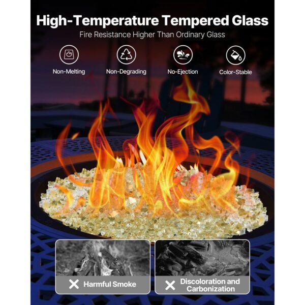 VEVOR Feuerglas, 4,5 kg hochtemperaturbeständige Glassteine, 12,7 mm reflektierende Feuerstellen-Glasperlen – Bild 3