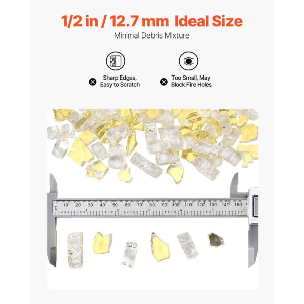 VEVOR Feuerglas, 4,5 kg hochtemperaturbeständige Glassteine, 12,7 mm reflektierende Feuerstellen-Glasperlen – Bild 5