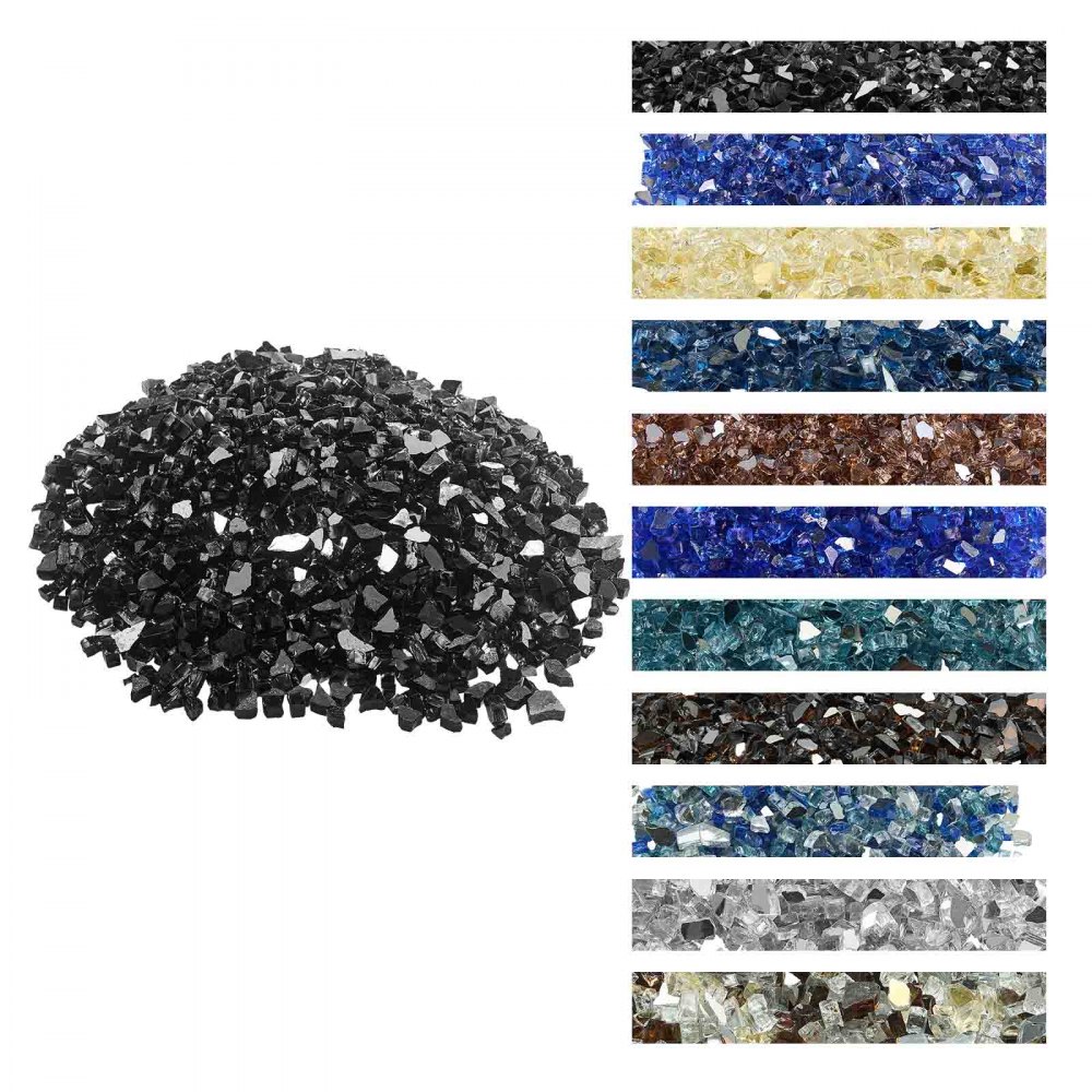 VEVOR Feuerglas, 9 kg hochtemperaturbeständige Glassteine, 12,7 mm reflektierende Feuerstellen-Glasperlen