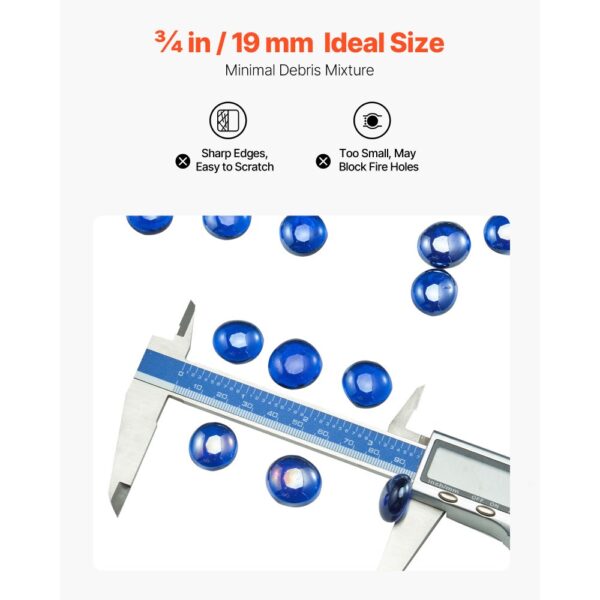 VEVOR Feuerglas, 4,5 kg hochtemperaturbeständige Glassteine, 19 mm reflektierende Feuerstellen-Glasperlen – Bild 5