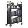 VEVOR Bücherwagen, 150 kg Tragkraft, 77 x 38 x 122 cm, Bücherregalwagen für Wohnzimmer