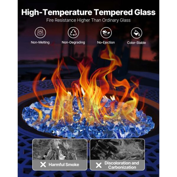 VEVOR Feuerglas, 4,5 kg hochtemperaturbeständige Glassteine, 6,35 mm reflektierende Feuerstellen-Glasperlen – Bild 3