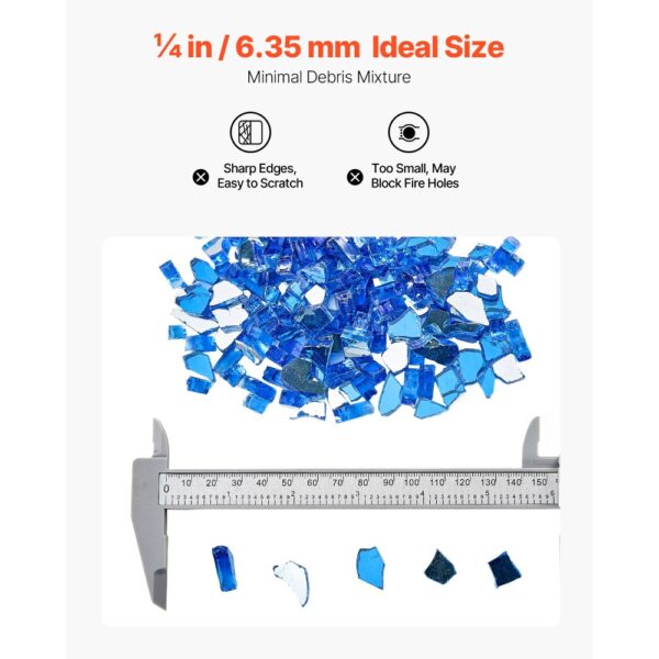 VEVOR Feuerglas, 4,5 kg hochtemperaturbeständige Glassteine, 6,35 mm reflektierende Feuerstellen-Glasperlen – Bild 5