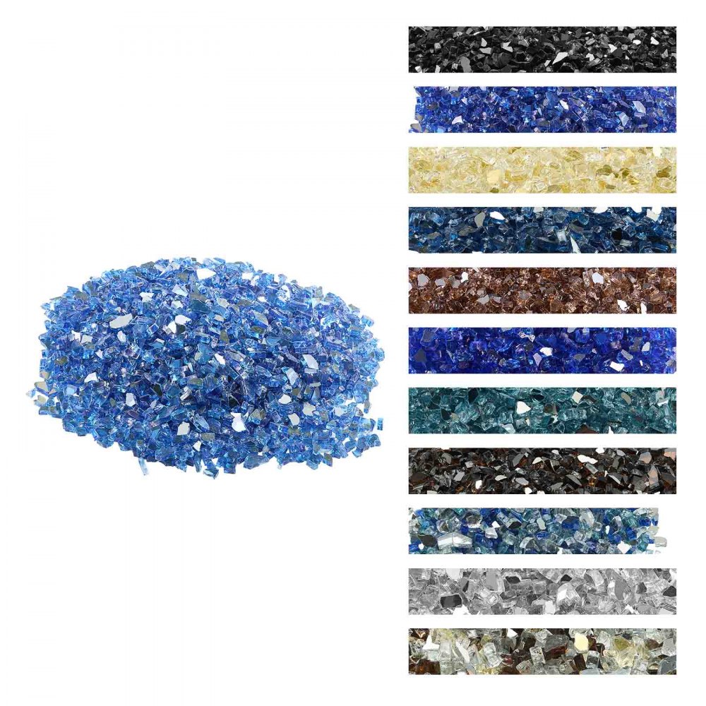 VEVOR Feuerglas, 4,5 kg hochtemperaturbeständige Glassteine, 6,35 mm reflektierende Feuerstellen-Glasperlen