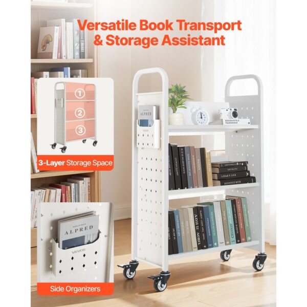 VEVOR Bücherwagen, 150 kg Tragkraft, Bibliothekswagen, 77 x 38 x 122 cm – Bild 2 VEVOR Bücherwagen, 150 kg Tragkraft, Bibliothekswagen, 77 x 38 x 122 cm – Bild 2