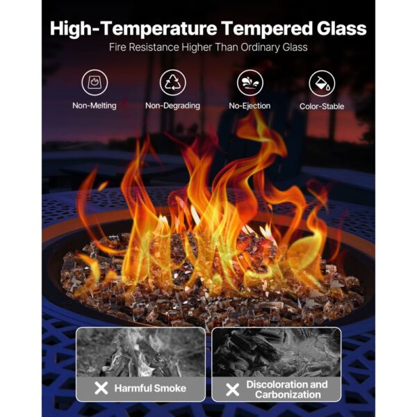 VEVOR Feuerglas, 9 kg hochtemperaturbeständige Glassteine, 12,7 mm reflektierende Feuerstellen-Glasperlen – Bild 3
