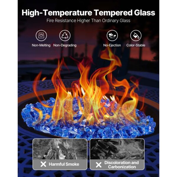 VEVOR Feuerglas, 15,88 kg hochtemperaturbeständige Glassteine, 12,7 mm reflektierende Feuerstellen-Glasperlen – Bild 3