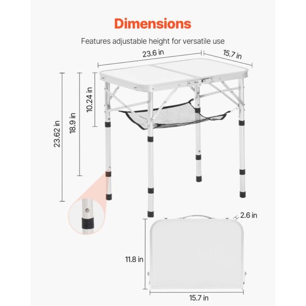 VEVOR Klapptisch Buffettisch tragbarer Allzwecktisch 60 x 40 cm, Silber – Bild 4