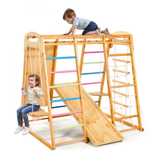 VEVOR Indoor Spielplatz Klettergerüst (9 in 1) aus Holz