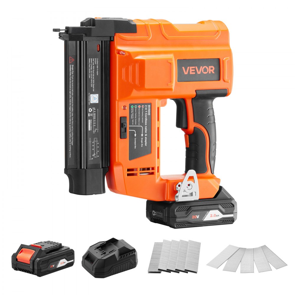 VEVOR 2 in 1 Akku-Nagler 18 Gauge 20 V Akku-Nagler und Tacker, 100 Nägel/min