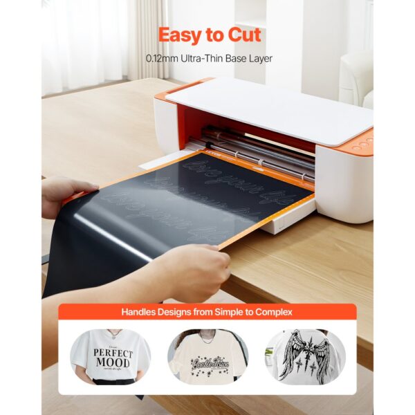 VEVOR Vinylfolie Wärmeübertragung Transferfolie (304,8 x 7260 mm), glänzend schwarze Bügelvinylrolle – Bild 2