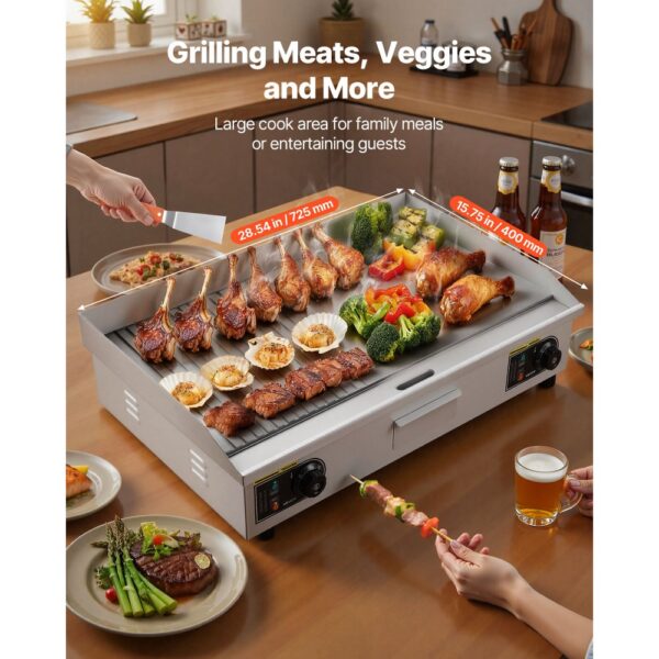 VEVOR Gewerbliche Elektrische Grillplatte 4400 W, Tischgrillplatte 725x400 mm Grillfläche, 50–300 °C – Bild 2