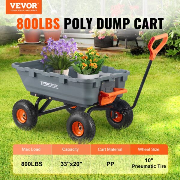 VEVOR Gartenwagen, Kippbarer Transportwagen mit umwandelbarem 2-in-1-Griff, 255 mm Reifen – Bild 2 VEVOR Gartenwagen, Kippbarer Transportwagen mit umwandelbarem 2-in-1-Griff, 255 mm Reifen – Bild 2
