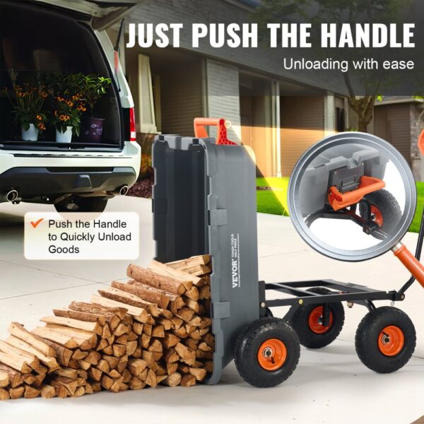 VEVOR Gartenwagen, Kippbarer Transportwagen mit umwandelbarem 2-in-1-Griff, 255 mm Reifen – Bild 4 VEVOR Gartenwagen, Kippbarer Transportwagen mit umwandelbarem 2-in-1-Griff, 255 mm Reifen – Bild 4