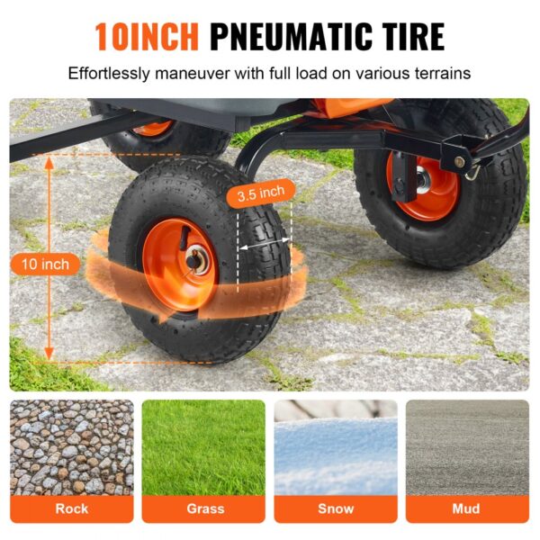 VEVOR Gartenwagen, Kippbarer Transportwagen mit umwandelbarem 2-in-1-Griff, 255 mm Reifen – Bild 5 VEVOR Gartenwagen, Kippbarer Transportwagen mit umwandelbarem 2-in-1-Griff, 255 mm Reifen – Bild 5
