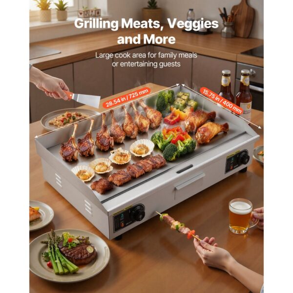 VEVOR Gewerbliche Elektrische Grillplatte 4400 W, Tischgrillplatte 725x400 mm Grillfläche, Ohne Stecker – Bild 2