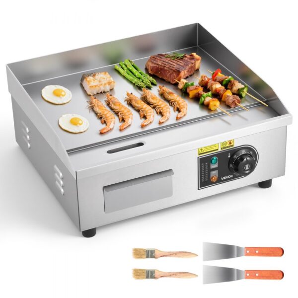 VEVOR Kommerzielle Grillplatte Elektrisch 45 x 30 cm, Bratplatte Elektrogrill 2800 W