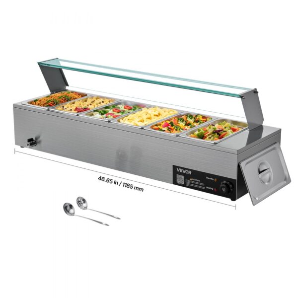 VEVOR kommerzieller Speisenwärmer (6 x 1/3 Größe Behälter), Chafing Dishes für Catering Restaurant Party