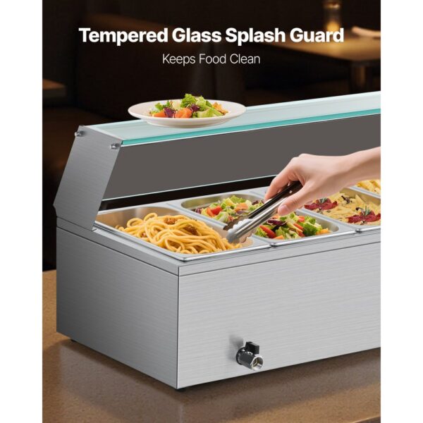 VEVOR kommerzieller Speisenwärmer (6 x 1/3 Größe Behälter), Chafing Dishes für Catering Restaurant Party – Bild 4