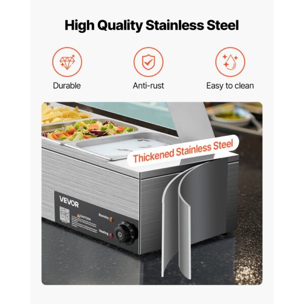 VEVOR kommerzieller Speisenwärmer (6 x 1/3 Größe Behälter), Chafing Dishes für Catering Restaurant Party – Bild 5