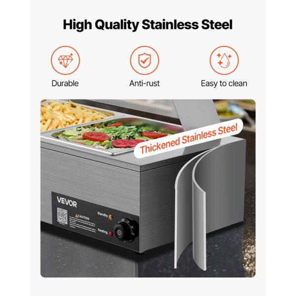 VEVOR kommerzieller Speisenwärmer (3 x 1/2 Größe Behälter), Chafing Dishes für Catering Restaurant Party – Bild 5 VEVOR kommerzieller Speisenwärmer (3 x 1/2 Größe Behälter), Chafing Dishes für Catering Restaurant Party – Bild 5