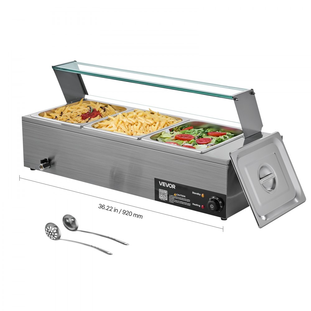 VEVOR kommerzieller Speisenwärmer (3 x 1/2 Größe Behälter), Chafing Dishes für Catering Restaurant Party