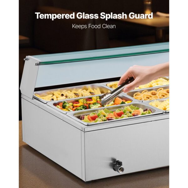 VEVOR kommerzieller Speisenwärmer (9 x 1/3 Größe Behälter), Chafing Dishes für Catering Restaurant Party – Bild 4