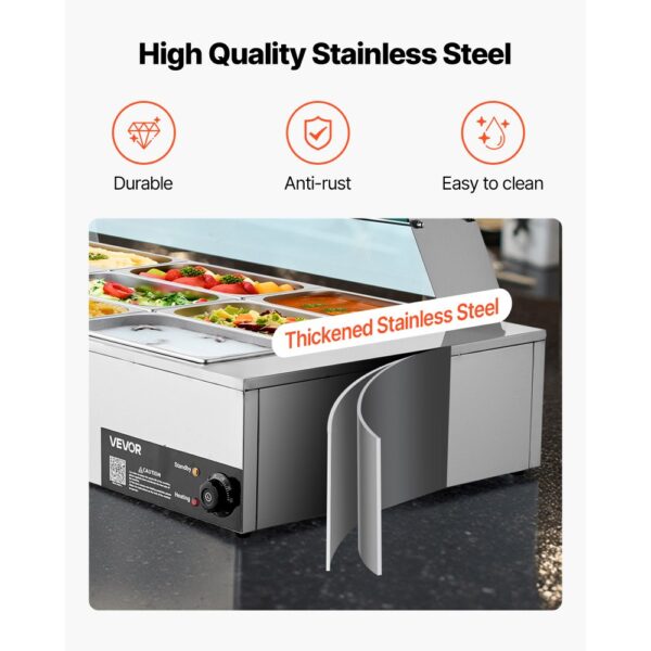 VEVOR kommerzieller Speisenwärmer (9 x 1/3 Größe Behälter), Chafing Dishes für Catering Restaurant Party – Bild 5