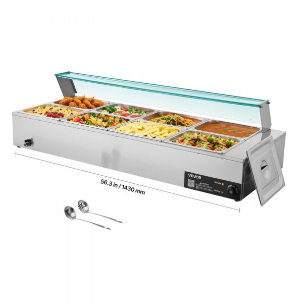VEVOR kommerzieller Speisenwärmer (8 x 1/2 Größe Behälter), Chafing Dishes für Catering Restaurant Party