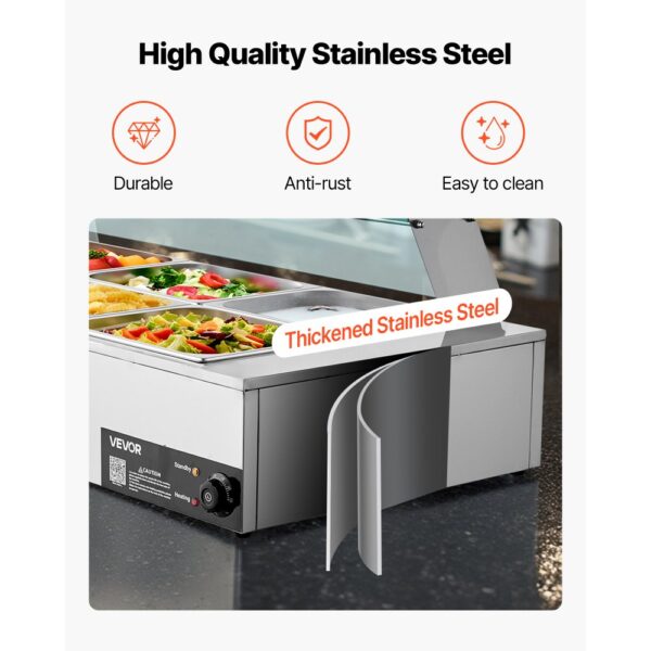 VEVOR kommerzieller Speisenwärmer (8 x 1/2 Größe Behälter), Chafing Dishes für Catering Restaurant Party – Bild 5
