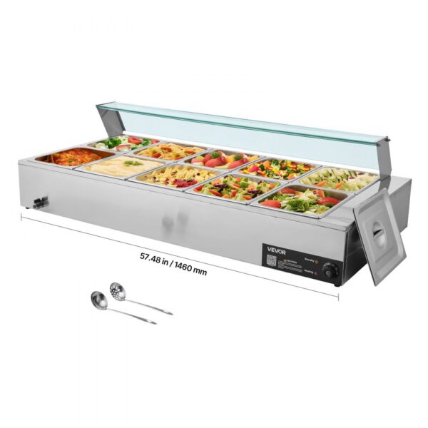 VEVOR kommerzieller Speisenwärmer (10 x 1/2 Größe Behälter), Chafing Dishes für Catering Restaurant Party VEVOR kommerzieller Speisenwärmer (10 x 1/2 Größe Behälter), Chafing Dishes für Catering Restaurant Party