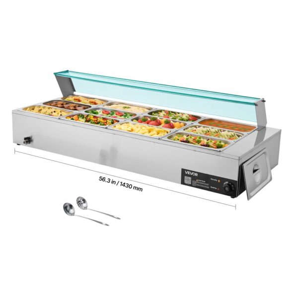 VEVOR kommerzieller Speisenwärmer (12 x 1/3 Größe Behälter), Chafing Dishes für Catering Restaurant Party