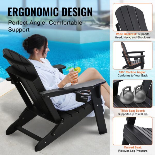 VEVOR Adirondack-Stuhl aus Kunststoff, 2er-Set, mit entspannender Armlehne – Bild 4
