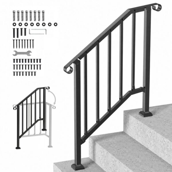 VEVOR Handläufe für Außentreppen, 2–3-stufiges Treppenhandlauf-Set, Treppengeländer für Senioren
