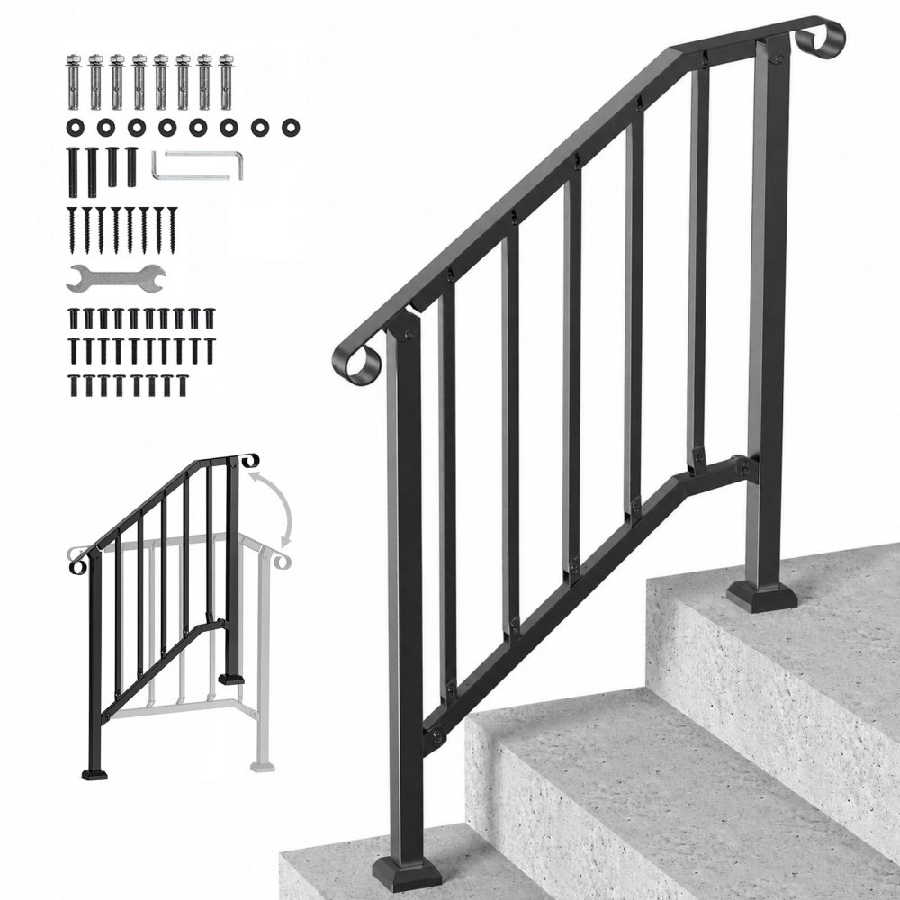 VEVOR Handläufe für Außentreppen, 2–3-stufiges Treppenhandlauf-Set, Treppengeländer für Senioren