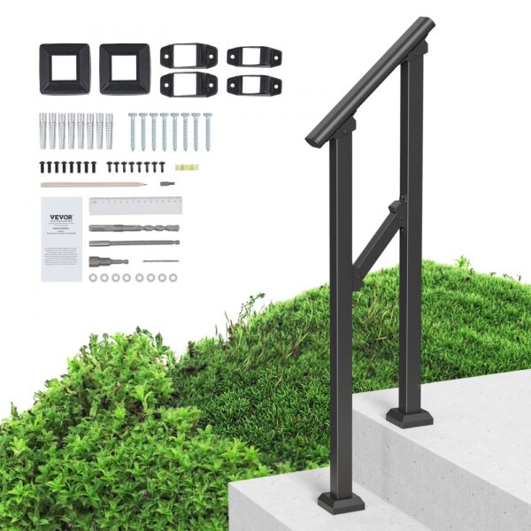 VEVOR Handläufe für Außentreppen, 1–2-stufiges Treppenhandlauf-Set, Treppengeländer für Senioren