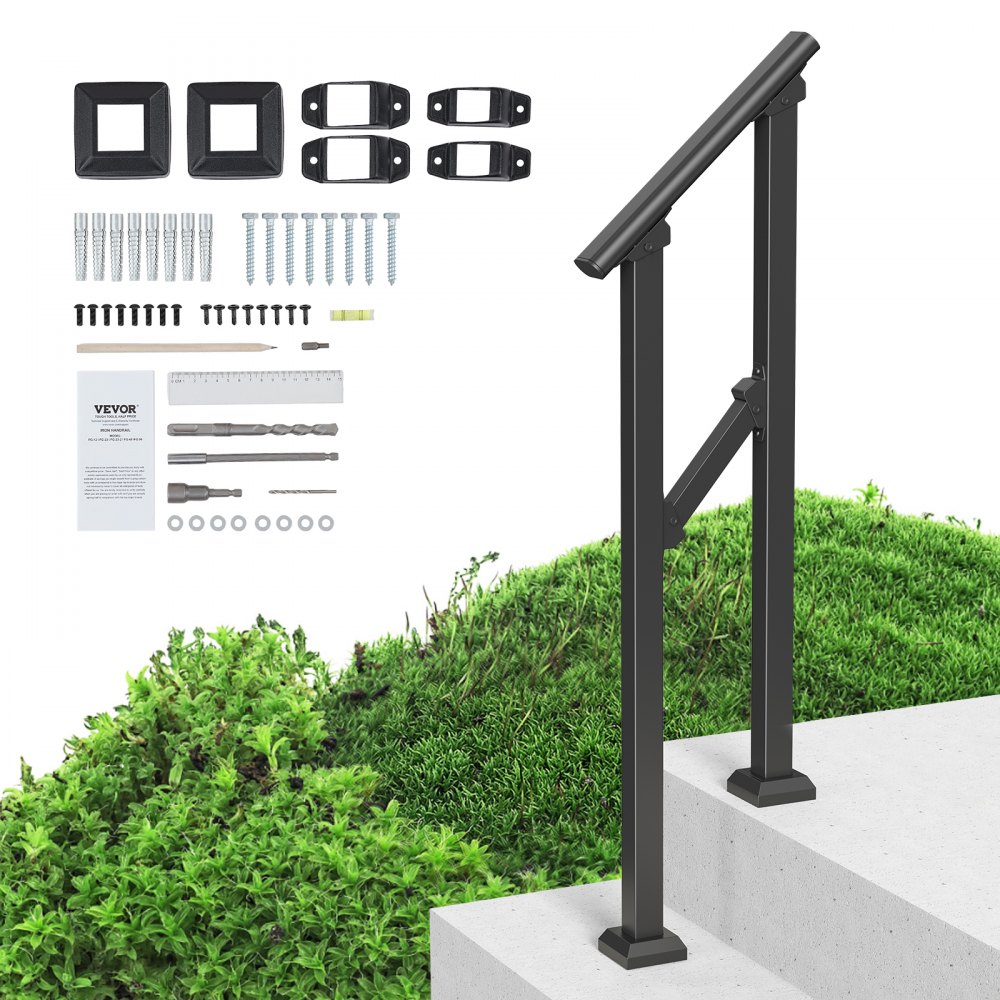 VEVOR Handläufe für Außentreppen, 1–2-stufiges Treppenhandlauf-Set, Treppengeländer für Senioren