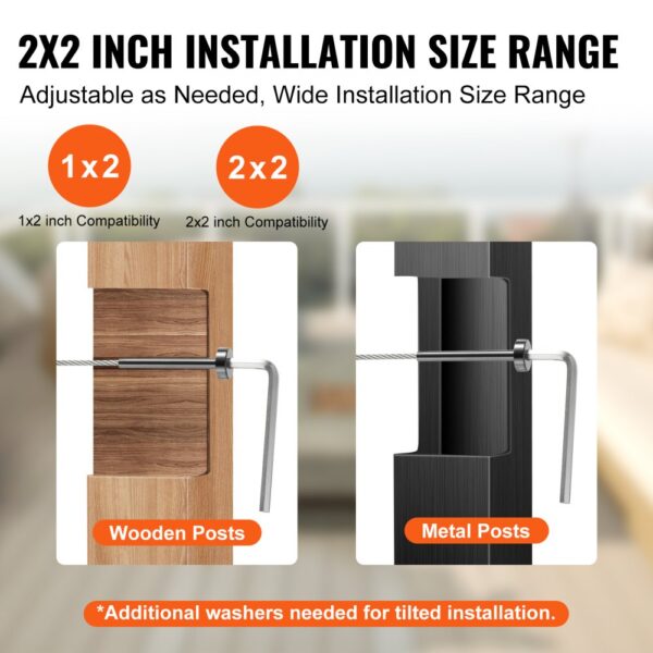 VEVOR 30er-Pack unsichtbares Kabelgeländer-Set, Gesenkspanner 1/8" für Holz-/Metallpfosten, sch – Bild 3