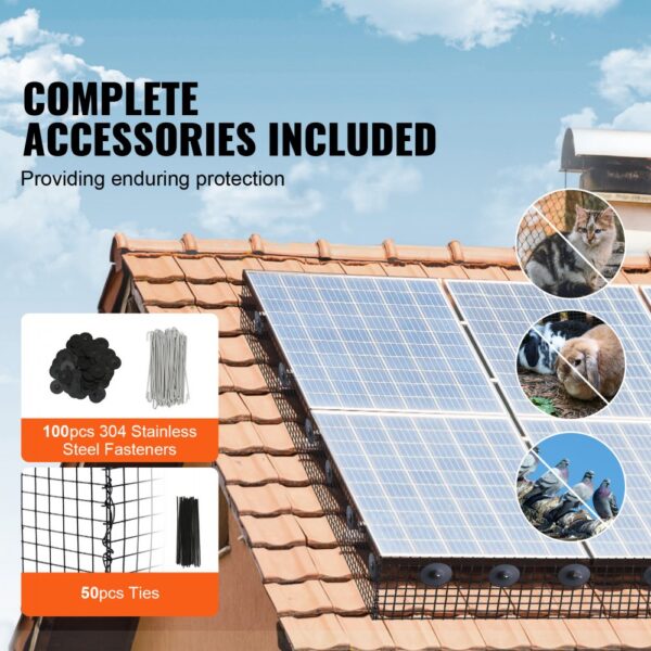 VEVOR Vogelschutz für Solarmodule, 20,3 x 30,5 m, 12 mm Quadratgitter – Bild 4