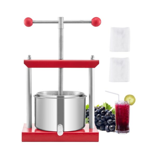 VEVOR Obstweinpresse Apfelpresse (3 L) mit 2 Edelstahlfässer, manueller Entsafter