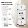 VEVOR Eckschrank Aufbewahrungsschrank mit 6-stufiger Regalen Mehrzweckschrank (171 cm Hohe) mit 4 Holztüren – Bild 4