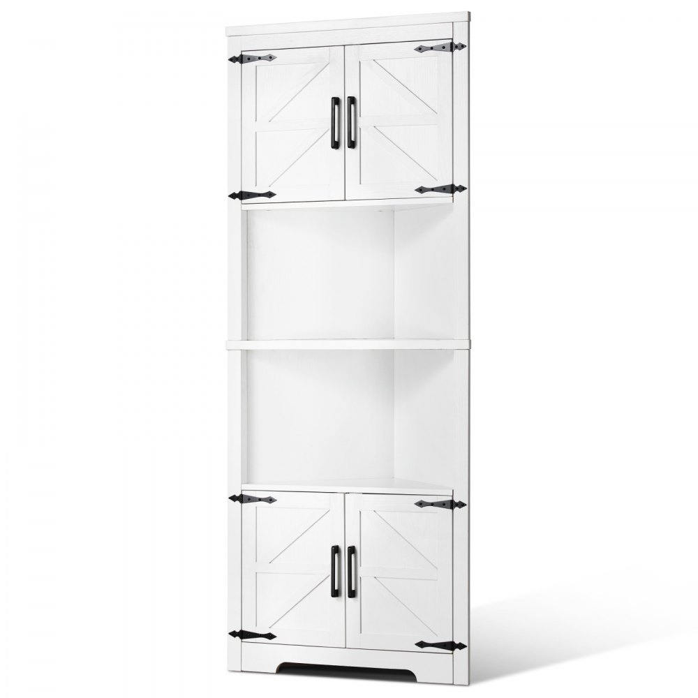 VEVOR Eckschrank Aufbewahrungsschrank mit 6-stufiger Regalen Mehrzweckschrank (171 cm Hohe) mit 4 Holztüren