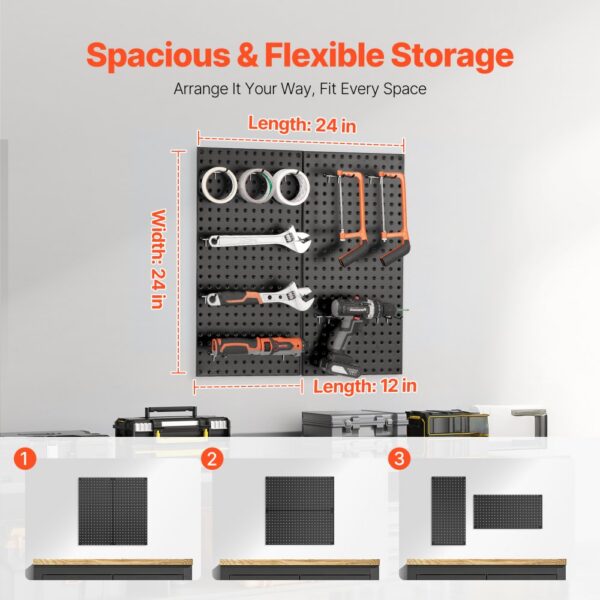 VEVOR Werkzeugwand, 61 x 30 cm, 2er-Set, Stecktafel-Wand-Organizer mit Zubehör – Bild 4