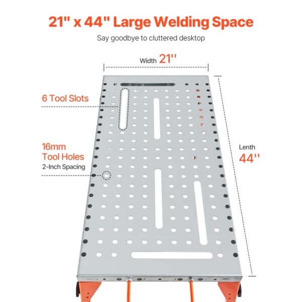 VEVOR Faltbarer Schweißtisch 533x1118mm, 226 kg Tragkraft, Werktisch mit 4-stufiger Höhenverstellung – Bild 4