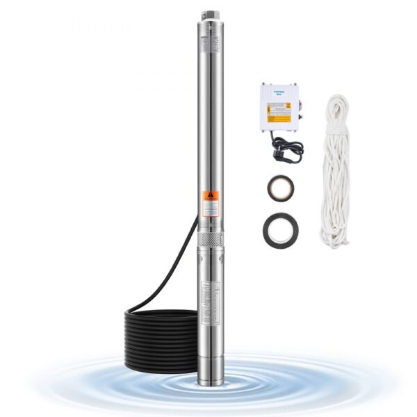 VEVOR Tiefbrunnenpumpe, 910 W Eingangsleistung, 100 L/min Durchfluss, 53 m Förderhöhe